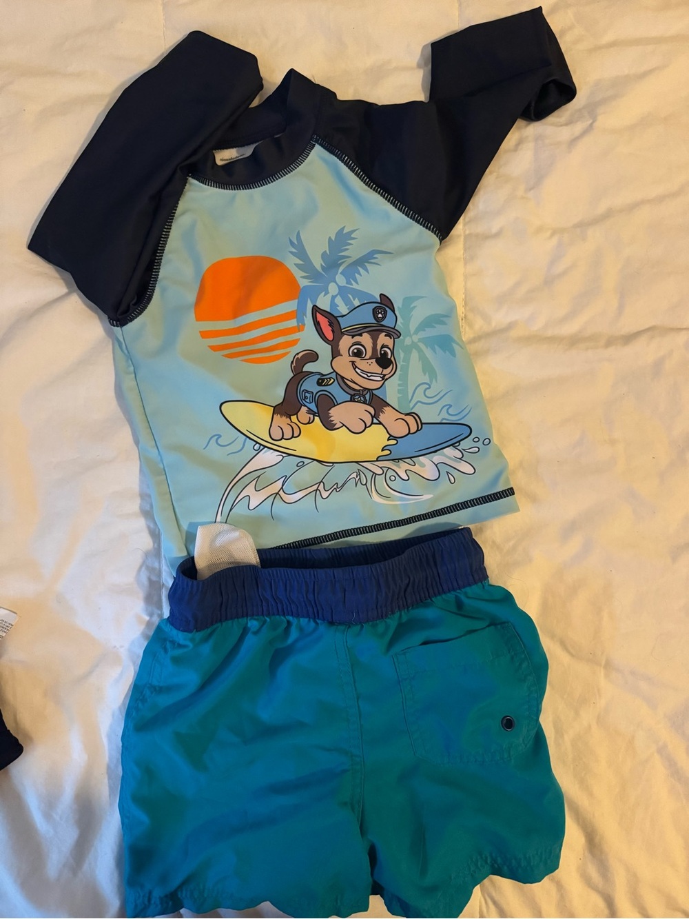 Paw Patrol Boys Blue Surf Rash Guard Set - Light Blue & Teal